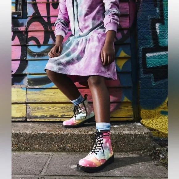 Dr. Martens 1460Y Multi Tie Dye Leather Combat Boots Youth M6 Women’s 7 EU 38 - Picture 16 of 16